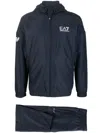 Ea7 Logo-print Zip-up Hooded Jacket In Blau