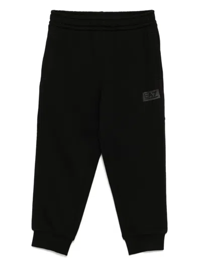 Ea7 Logo-print Tracksuit Bottoms In 黑色