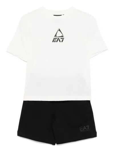 Ea7 Kids' Logo-print Tracksuit Set In 白色