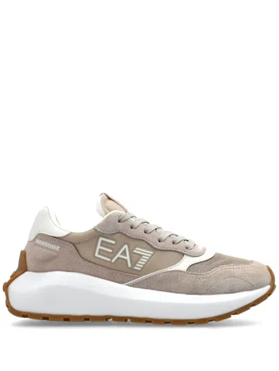 Ea7 Logo-print Trainers In Neutrals