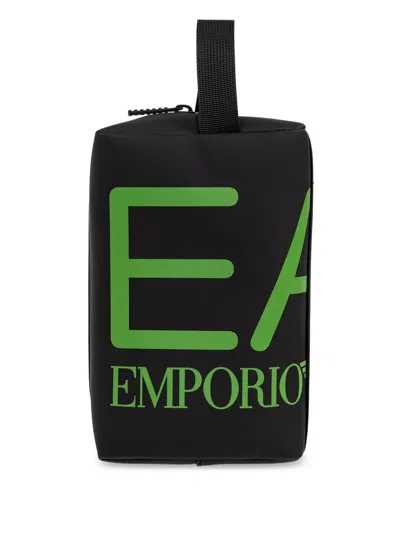 Ea7 Logo-print Wash Bag In Black