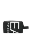 Ea7 Logo-print Wash Bag In Schwarz