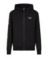 Ea7 Logo Series Sweatshirt Mit Kapuze Aus Baumwollmischgewebe In Black