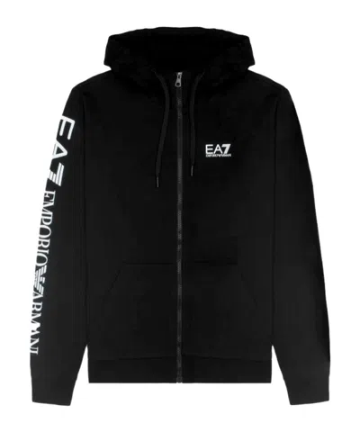 Ea7 Logo-print Zip-up Hoodie In Black