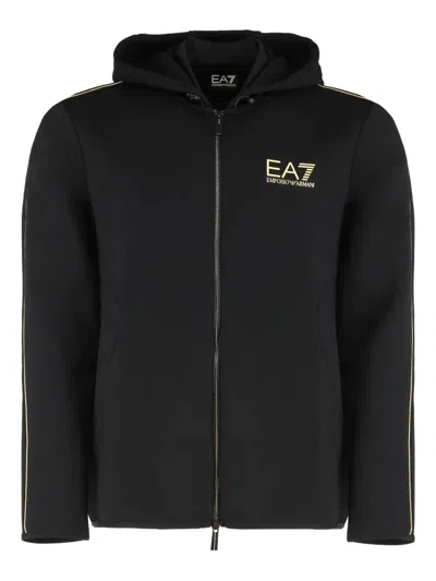 Ea7 Emporio Armani Full Zip Hoodie In Black