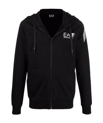 Ea7 Logo-print Zip-up Hoodie In Black