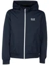 Ea7 Core Identity Hooded Bomber In Technical Fabric In Blue