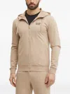 Ea7 Logo-print Zip-up Hoodie In Brown