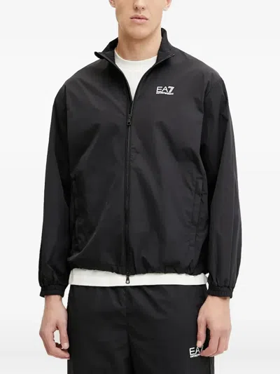 Ea7 Logo-print Zip-up Jacket In Black