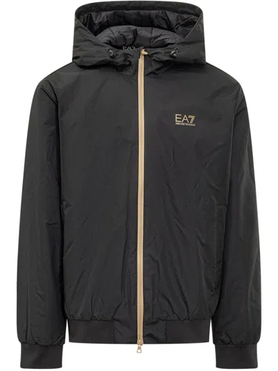 EA7 LOGO-PRINT ZIP-UP JACKET