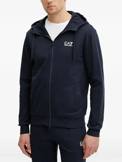 Ea7 Logo-print Zip-up Tracksuit In Blue