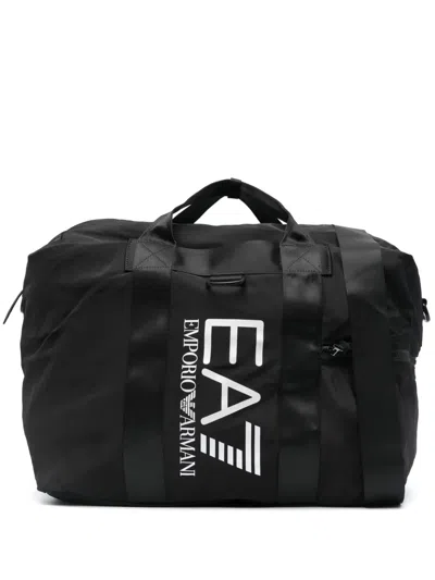 Ea7 Logo-print Zipped Holdall In Black