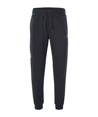 Ea7 Logo Printed Casual Sports Pants In Black