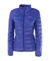 Ea7 Logo Printed Down Jacket In Blue