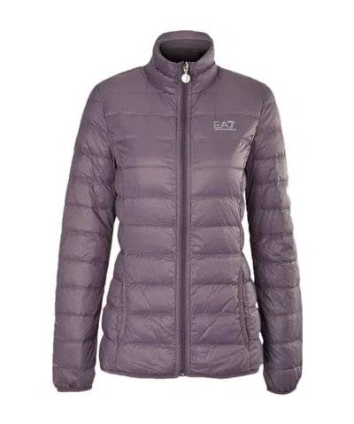 Ea7 Logo Printed Down Jacket In Gray