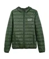 Ea7 Logo Printed Down Jacket In Green