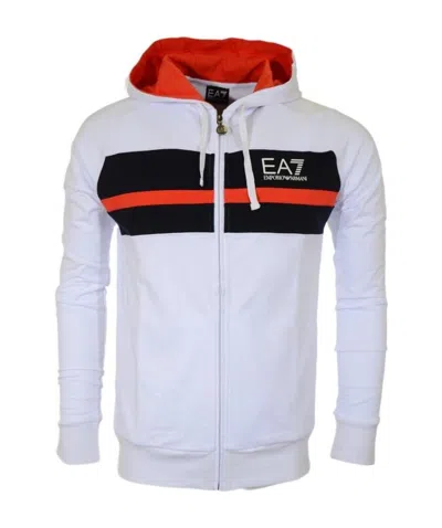 Ea7 Logo Printed Hooded Casual Jacket In White