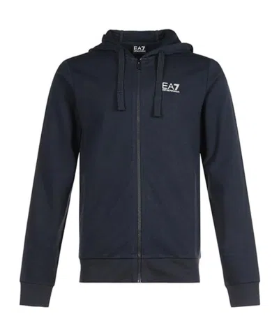 Ea7 Logo-printed Hooded Hoodie In Black