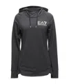 Ea7 Logo Printed Hooded Sweater In Black
