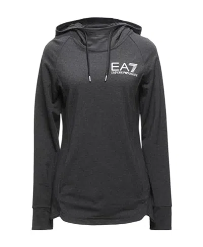 Ea7 Logo Printed Hooded Sweater In Black