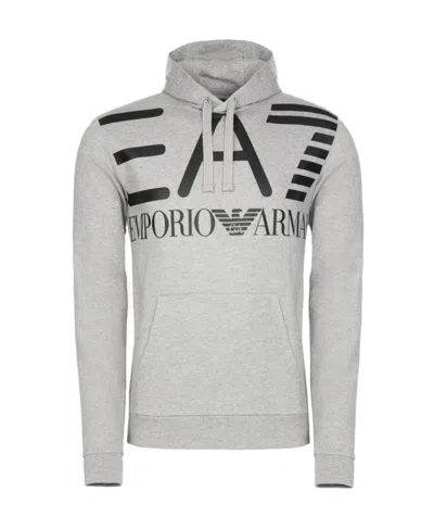 Ea7 Logo Printed Hooded Sweater In Gray