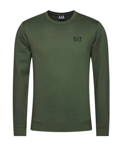 Ea7 Logo Printed Hoodie In Green