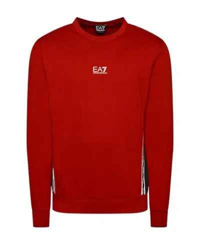 Ea7 Logo Printed Hoodie In Red