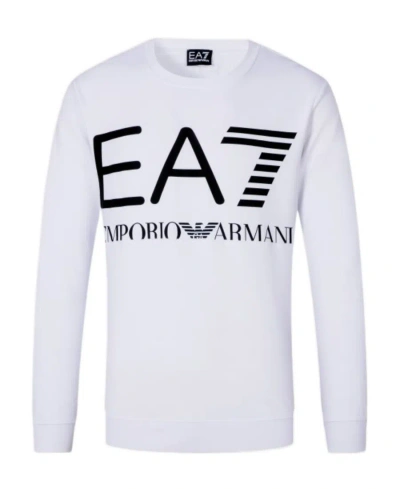 Ea7 Logo Printed Hoodie In White