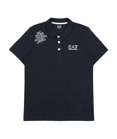 Ea7 Logo Printed Polo Shirt In Black