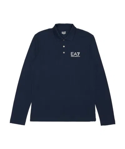 Ea7 Logo Printed Polo Shirt In Black