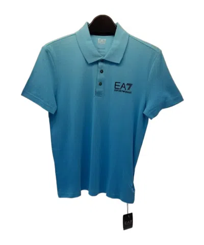 Ea7 Logo Printed Polo Shirt In Blue