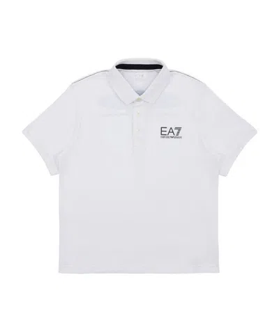 Ea7 Logo Printed Polo Shirt In White