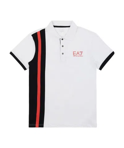 Ea7 Logo Printed Polo Shirt In White