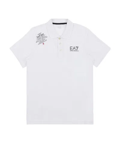 Ea7 Logo Printed Polo Shirt In White