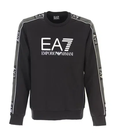 Ea7 Logo Printed Pullover Sweater In Black