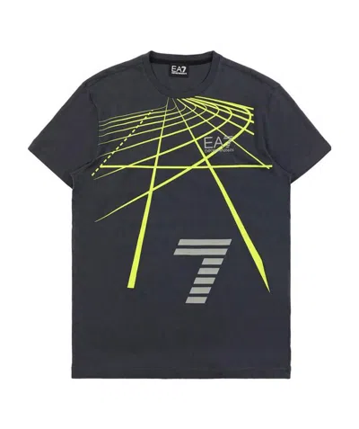 Ea7 Logo Printed Round Collar T-shirt In Black