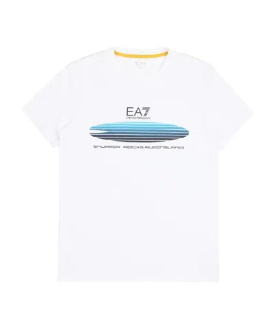 Ea7 Logo Printed Round Collar T-shirt In White