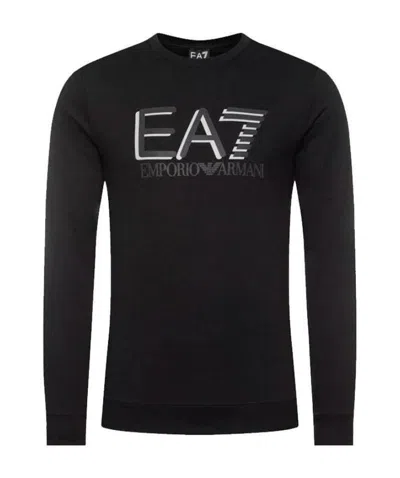 Ea7 Logo Printed Round-neck Pullover In Black