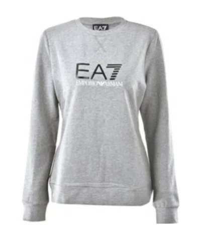 Ea7 Logo Printed Round Neck Sweater In Gray