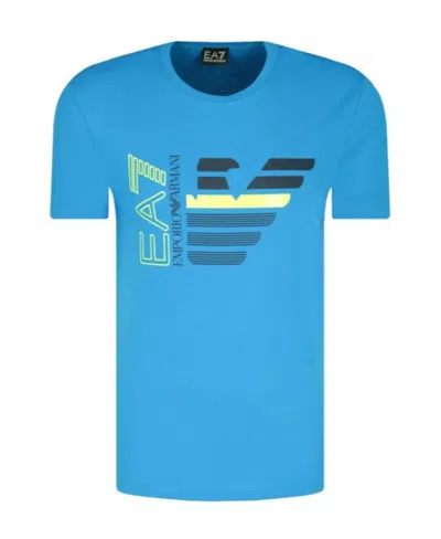Ea7 Logo Printed Short Sleeved T-shirt In Blue