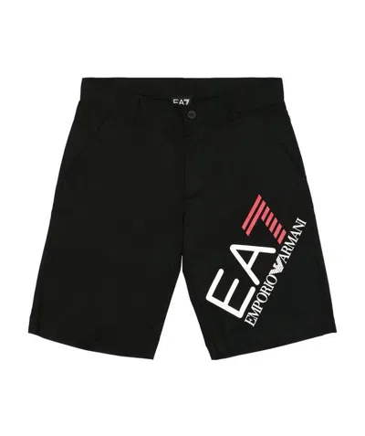 Ea7 Logo Printed Shorts In Black