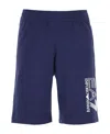 Ea7 Logo Printed Shorts In Blue