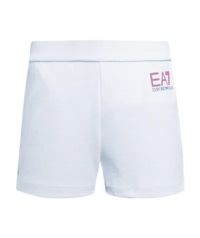 Ea7 Logo Printed Shorts In White