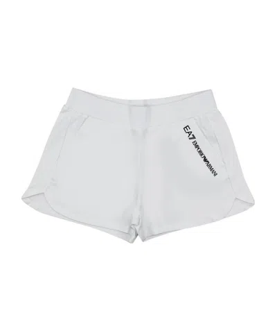 Ea7 Logo Printed Shorts In White
