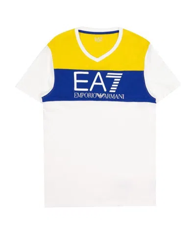 Ea7 Logo Printed Spliced T-shirt In White