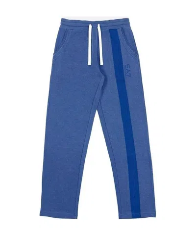 Ea7 Logo Printed Sweatpants In Blue