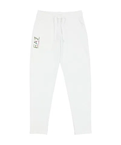 Ea7 Logo Printed Sweatpants In White