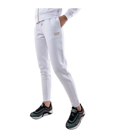 Ea7 Logo Printed Sweatpants In White