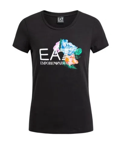 Ea7 Logo Printed T-shirt In Black