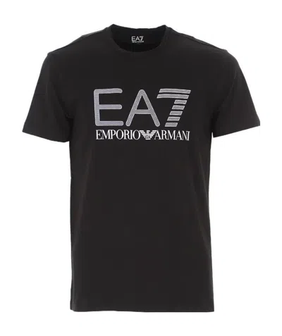 Ea7 Logo Printed T-shirt In Black